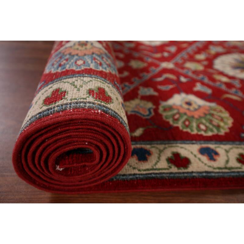 Red Kazak Runner Rug Handmade Traditional Wool Carpet - 2'9" x 9'8"