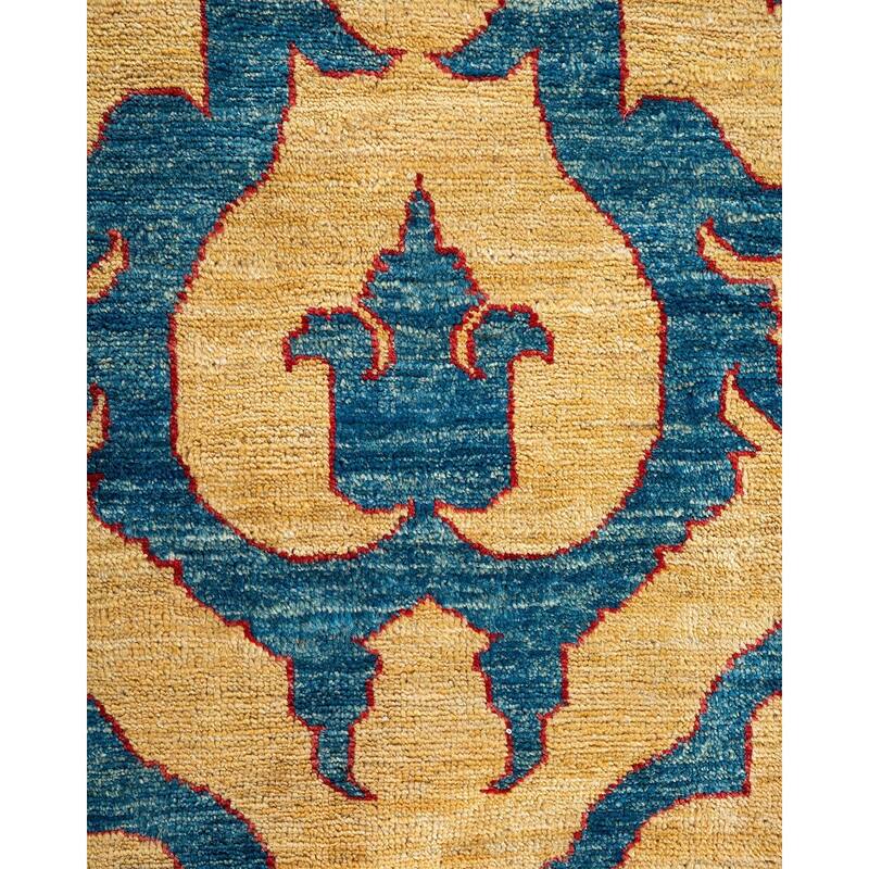 Overton Hand Knotted Wool Vintage Inspired Modern Contemporary Eclectic Blue Area Rug - 10' 3" x 12' 7"