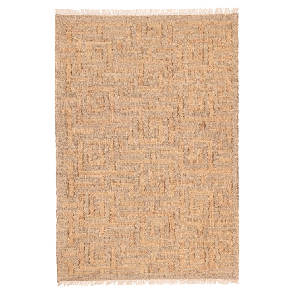 ECARPETGALLERY Flat-Weave Palas Denizli Tan Jute Kilim - 5'4 x 7'10