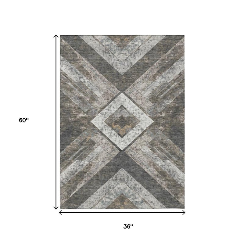 HomeRoots Geometric Transitional Rectangle Outdoor Rug