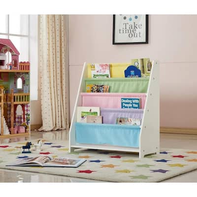 Charlie White Kids Wooden Canvas Sling Magazine Bookcase