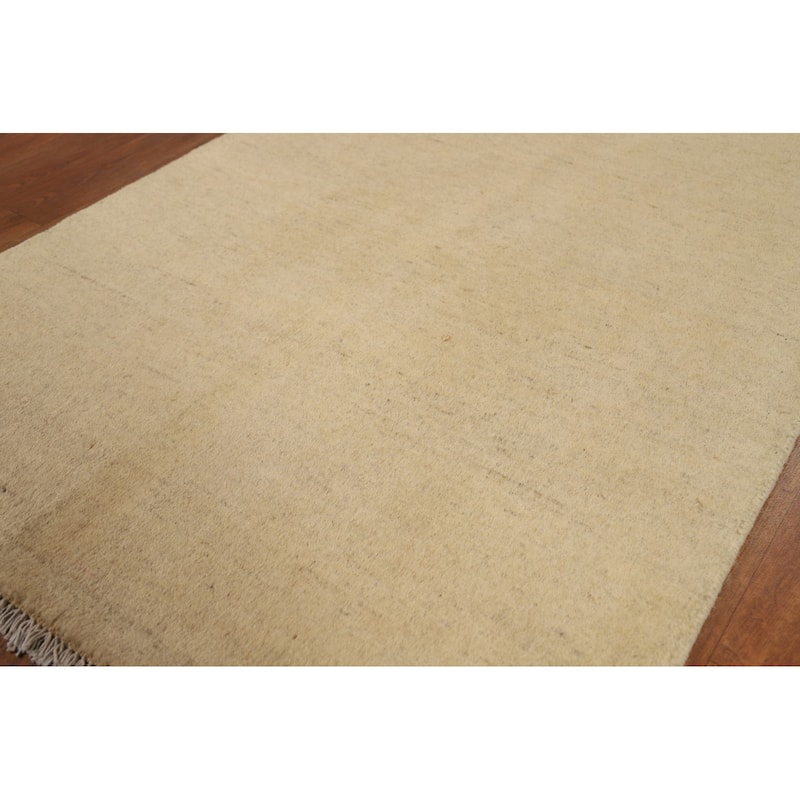 Modern Gabbeh Oriental Foyer Rug Beige Handmade Wool Carpet - 2'7"x 3'11"