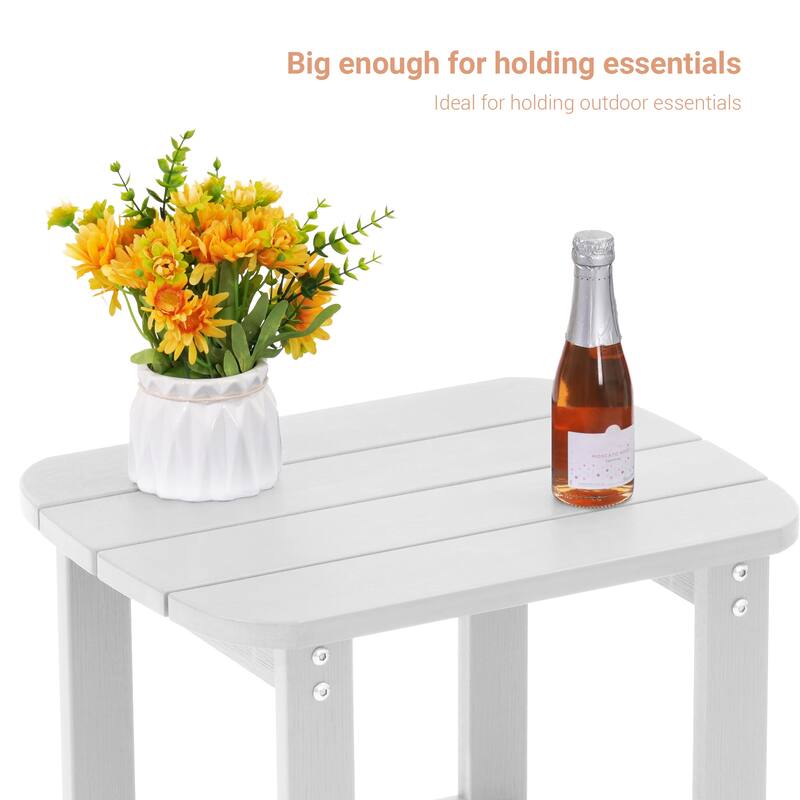 LIVOOSUN Patio Adirondack Plastic Wood Outdoor Side Table for Deck