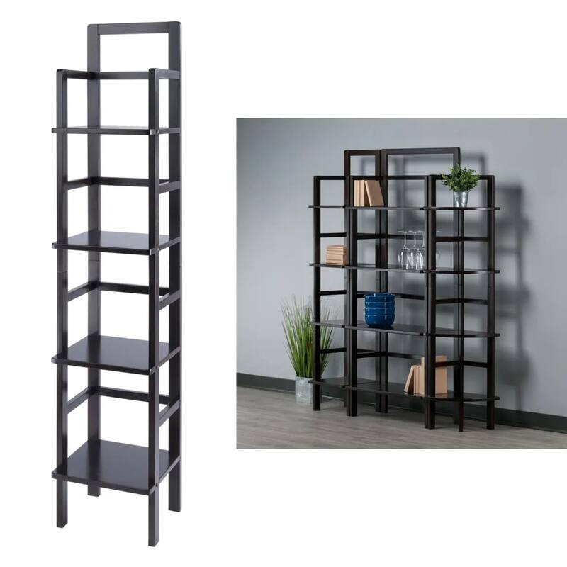Tall 4 Tier Narrow Tall Storage Corner Shelf Rack - 70.75" - Coffee Brown