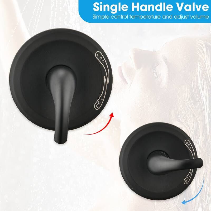 10-Inch Matte Black Shower System with Slide Bar, 3-Function Hand Shower&Soap Dish, Air Injection Rainfall Shower Combo​