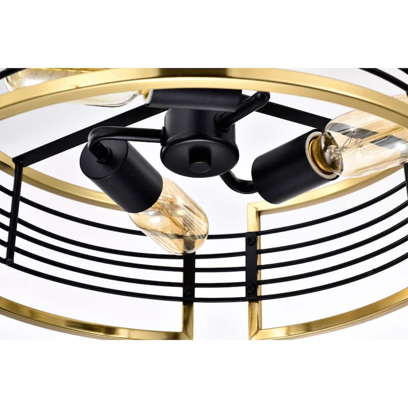Milly 15 Inch Oil Rubbed Brass Cage Pendant 3-Light