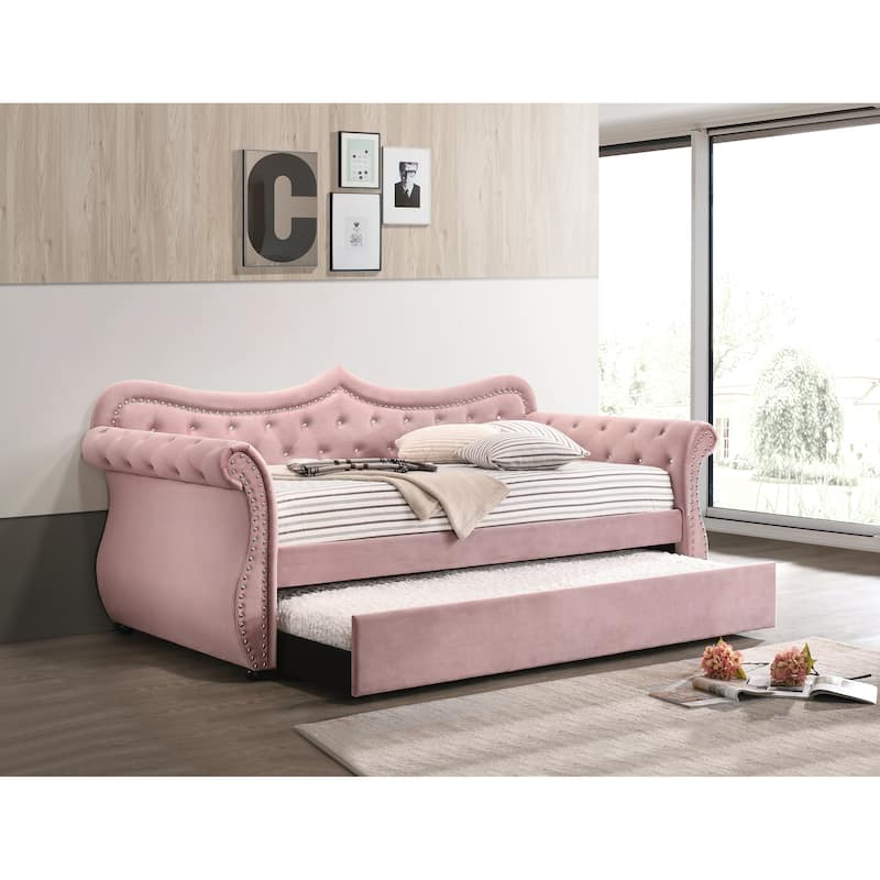Twin Size Daybed with Trundle - Pink - Twin
