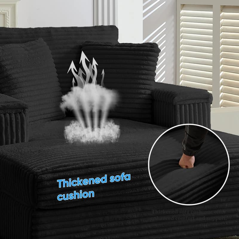 Mixoy 42‘’Corduroy Chaise Lounge Chair with Storage Ottoman&Armrests,Upholstered Sleeper Reclining Chair