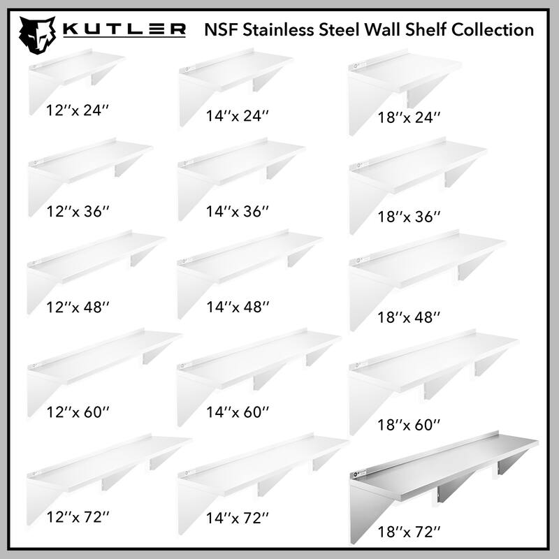 Stainless Steel Shelf NSF Commercial Kitchen Wall Shelving
