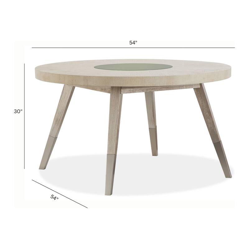 Magnussen Home Lenox Warm Silver And Acadia White Round Dining Table - 54''W x 54''D x 30''H