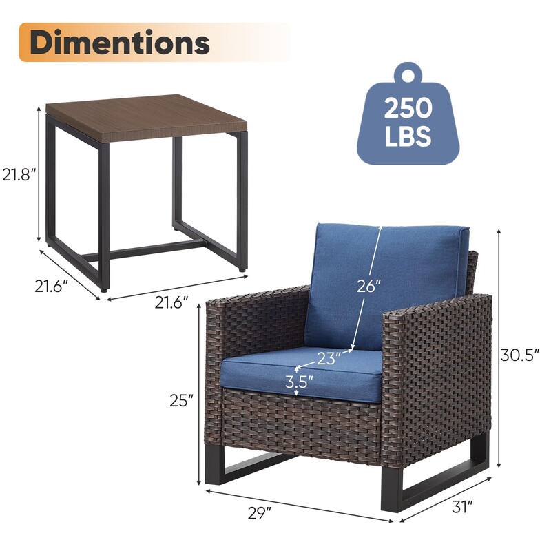 Gymojoy Outdoor PE Wicker Chairs with Table Weather-resistance