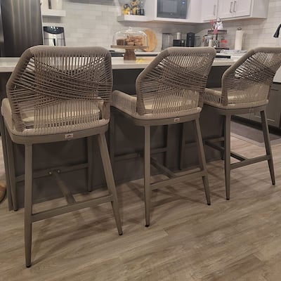 PURPLE LEAF 2 Set of Modern Bar Stool with Backrest and Arm,Upholstered Chair and Aluminum Legs