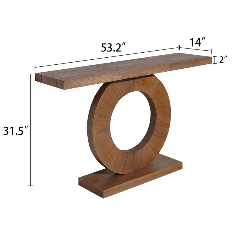 Elegant Decorative Accent Circular Base Wooden Console Table