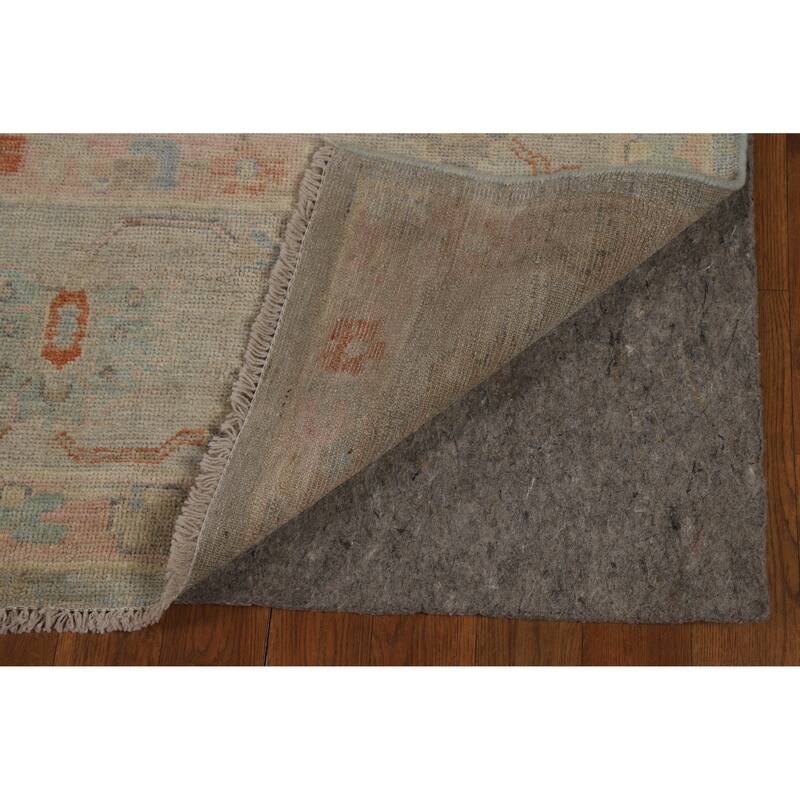 Light Blue Vegetable Dye Oushak Turkish Area Rug Handmade Wool Carpet - 8'9"x 11'8"