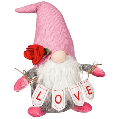 11.75" LED Fabric "Love" Gnome Table Decor