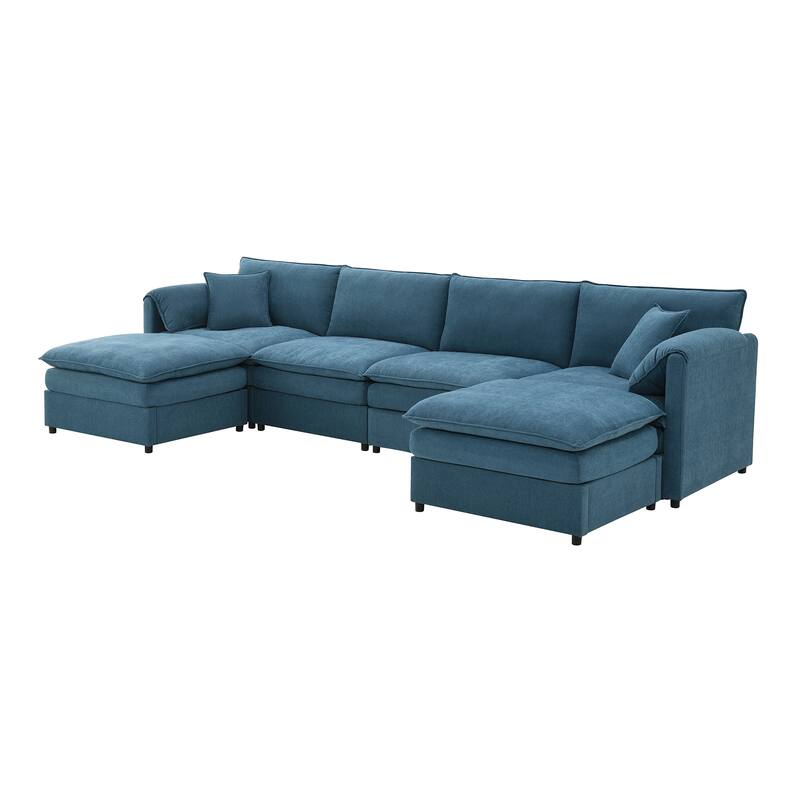 134" Chenille Modular Sectional Sofa,U Shaped Cloud Couch Set with Double Cushions
