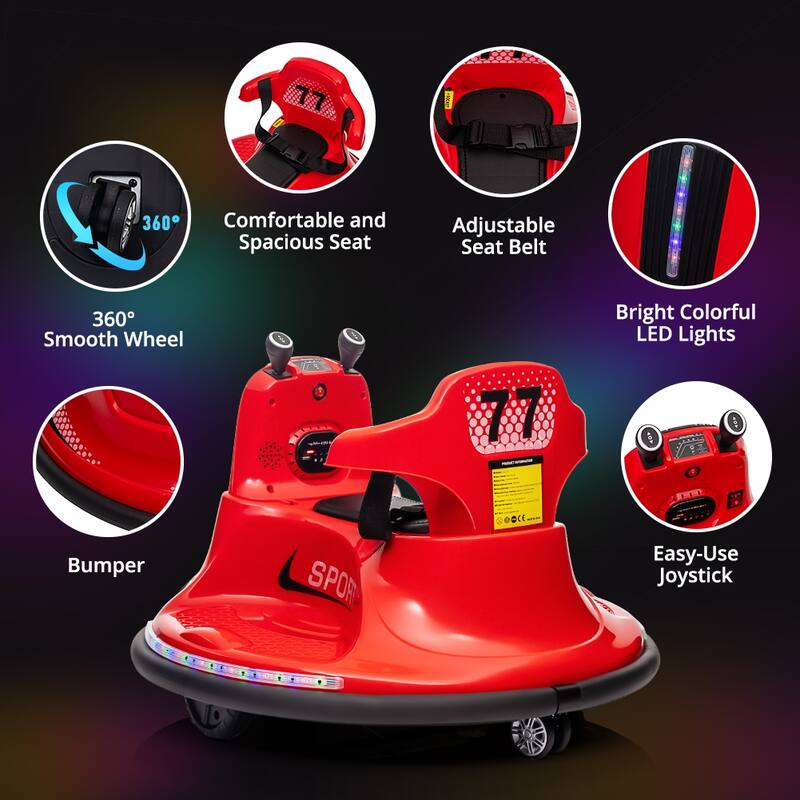 Toddlers Bumper Car Electric Ride On Car with Safety Belt 360 Spin