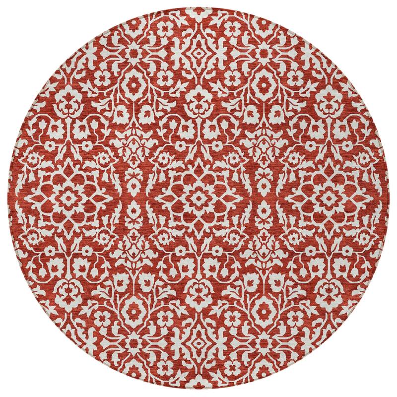 HomeRoots Damask Traditional Rectangle Outdoor Rug