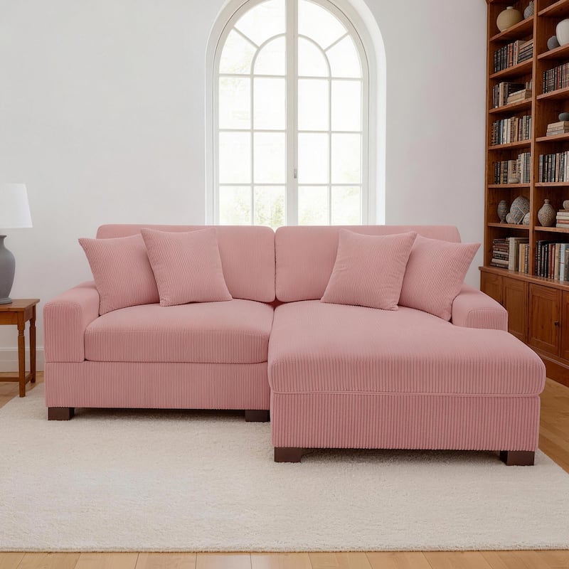 Oversized L-shaped Modular Sectional Sofa with Chaise Lounge - Pink-2 Piece - Right Facing