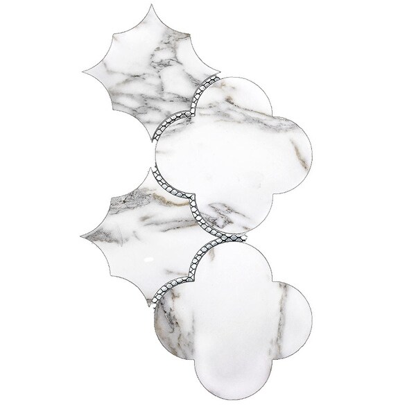 Miseno MT-WHSWTJBBG-CG Nature - 6" x 6" Deco Wall Mosaic Tile - Matte Glass Visual - White