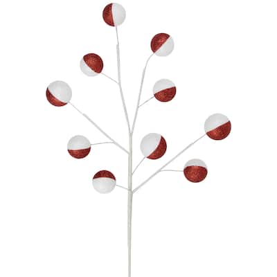 Set of 2 Red and White Glittered Candy Cane Christmas Picks 22" - 22