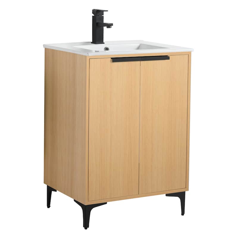 Fine Fixtures Wilmington Bathroom Vanity with White Ceramic Sink.