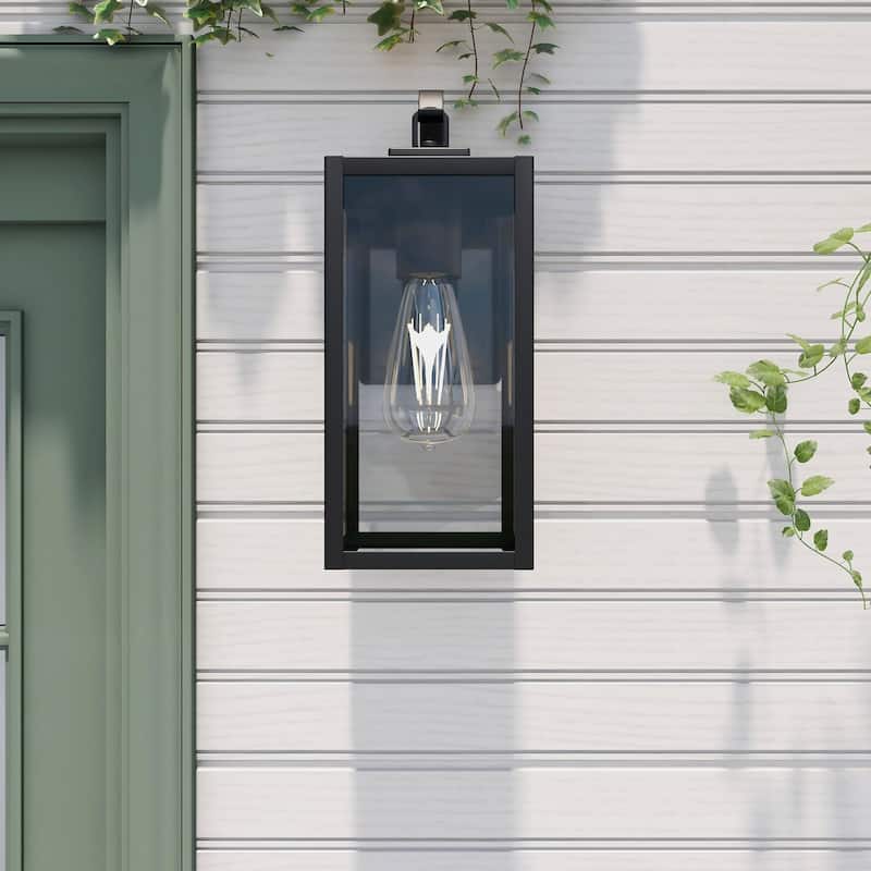 1-Light Outdoor Wall Light Sconce Matte Black Lantern