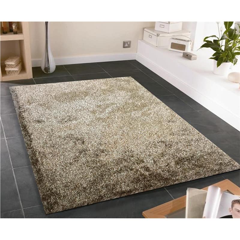 24" x 36" Hand Tufted Area Rug with Cotton Backing - 2' x 3' Oval - Brown & Beige