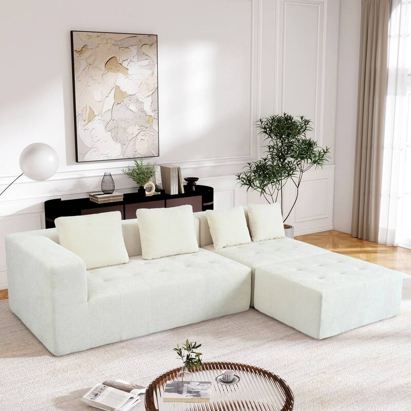 Modern 3-Piece U-StyleLarge Removable Modular Sofa with 4 Cushions