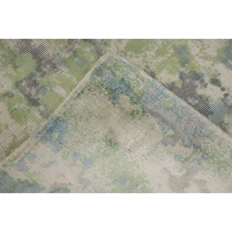 Hand Knotted Oriental Viscose Silk Carpet Modern Abstract Green Abstract Area Rug - 6' 4'' X 4' 1''