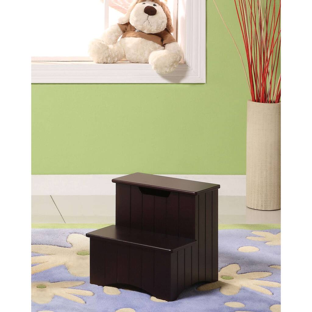 Wood Step Stool with Storage, Dark Cherry