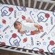 preview thumbnail 2 of 3, Lambs & Ivy Baby Sports 100% Cotton Fitted Crib Sheet - Football/Basketball