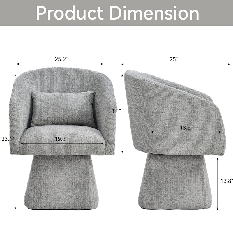 360° Swivel Barrel Fabric Upholstered dining chair with Pillow
