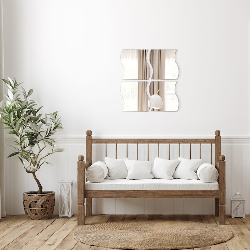 Big Decorative Wall Self Adhesive Shaped Mirrors - Set of 4