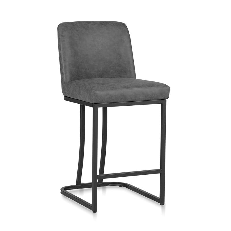 Modern Square PU Leather Bar Stool with Metal Frame