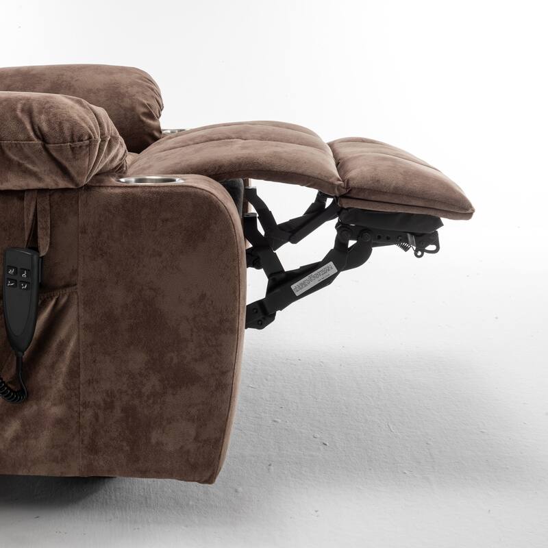 Power Lift Recliner Chair with Heat & Massage, Dual OKIN Motors Lift Sofa, Lounge Chair with 2 Pockets & 2 Cup Holders