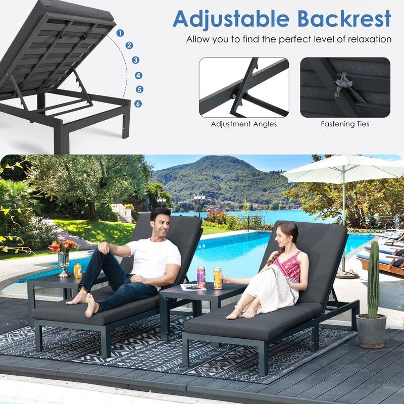 FINCATI Aluminum Outdoor Patio Furniture Conversation Sectional Sofa Set