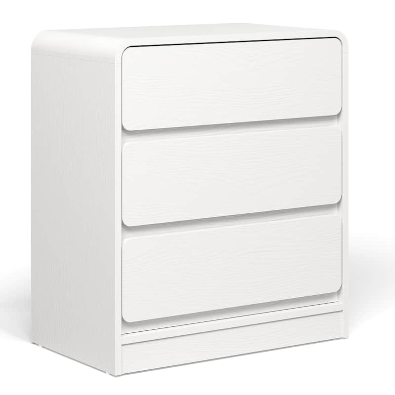 Modern Storage 3-Drawer Nightstand for Bedroom, Nursery, Living Room - White - 3-drawer