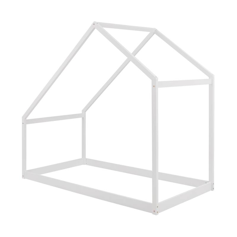 Twin Size White Wooden House Bed Frame for Kids
