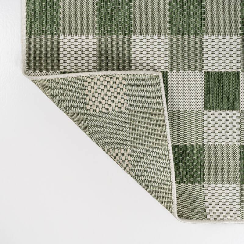JONATHAN Y Biot Traditional Geometric Bold Gingham Black/Cream Indoor/Outdoor Area Rug