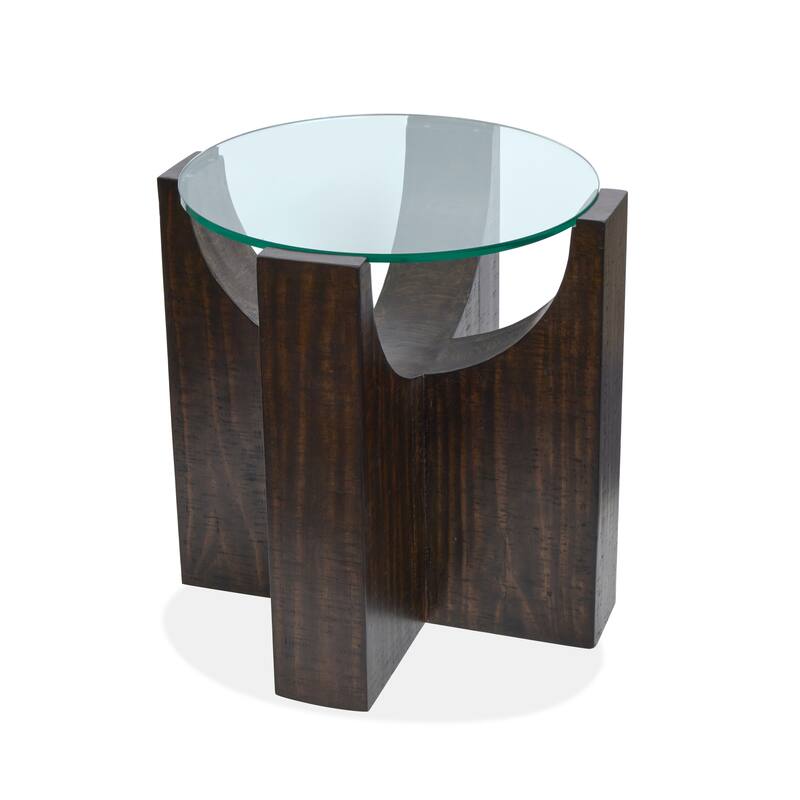 Magnussen Home Beckham Rustic Tavern Round End Table - 24''W x 24''D x 24''H