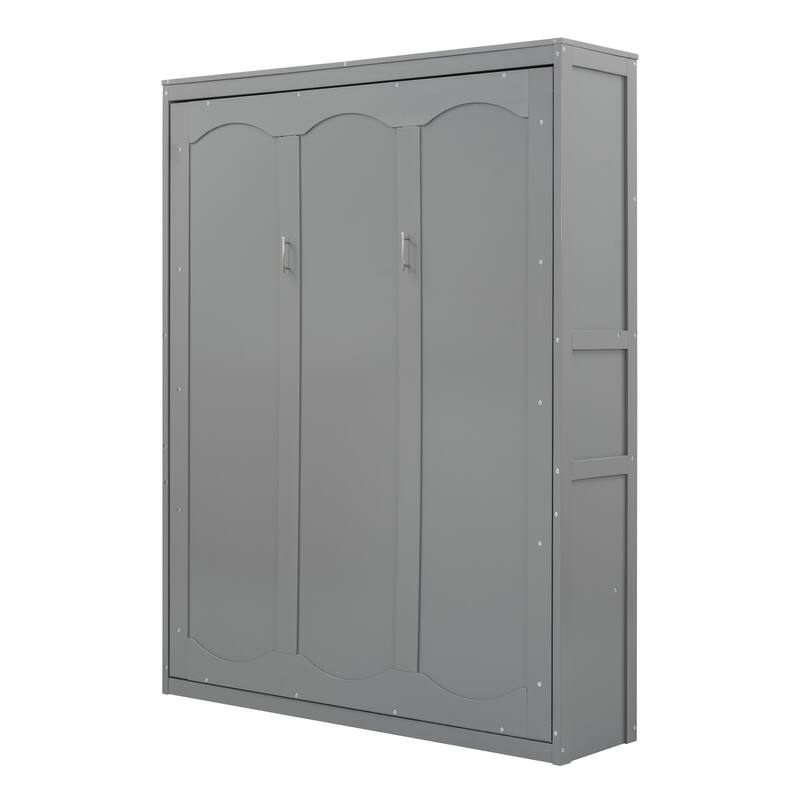 Queen Size Murphy Bed Wall Bed with Shelves, Foldable Cabinet Design, Suitable for 6-inch mattresses