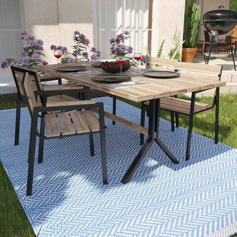 SEI Furniture Contemporary Natural Wood Dining Set (Set of 5)