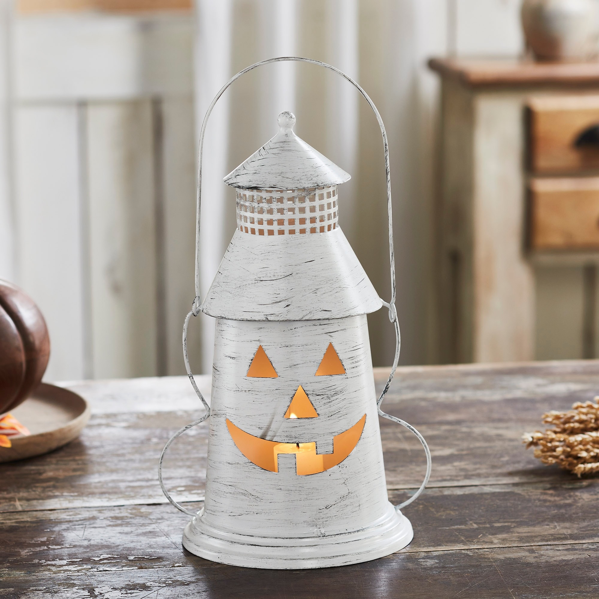 Halloween Lantern Tealight Holder Antique White 12x8x6 - N/A