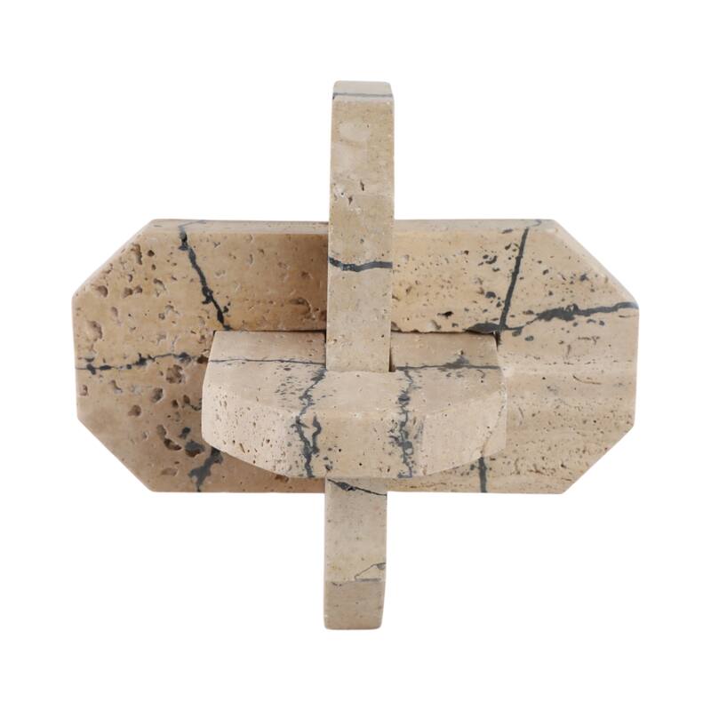 Stone Decorative Object Interlocking Geometric Sculptural Design