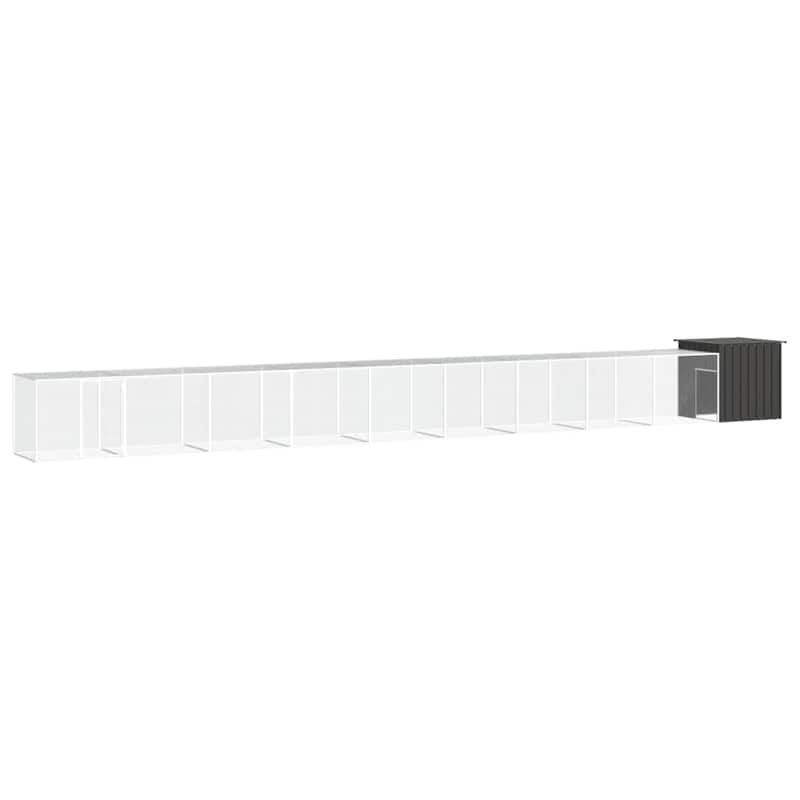 vidaXL Chicken Coop Multipurpose Chicken House with Mesh Cage Galvanized Steel - 393.7" x 35.8" x 39.4" - Anthracite