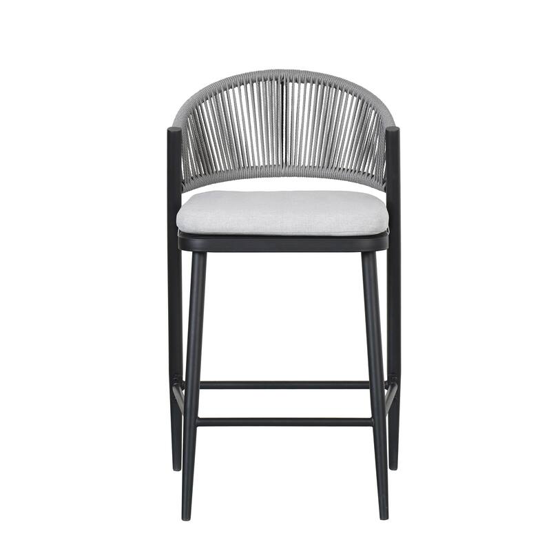 Christopher Knight Home - Beverly Outdoor Counter Stools with Scallop Backrest (Set of 4) - Iron