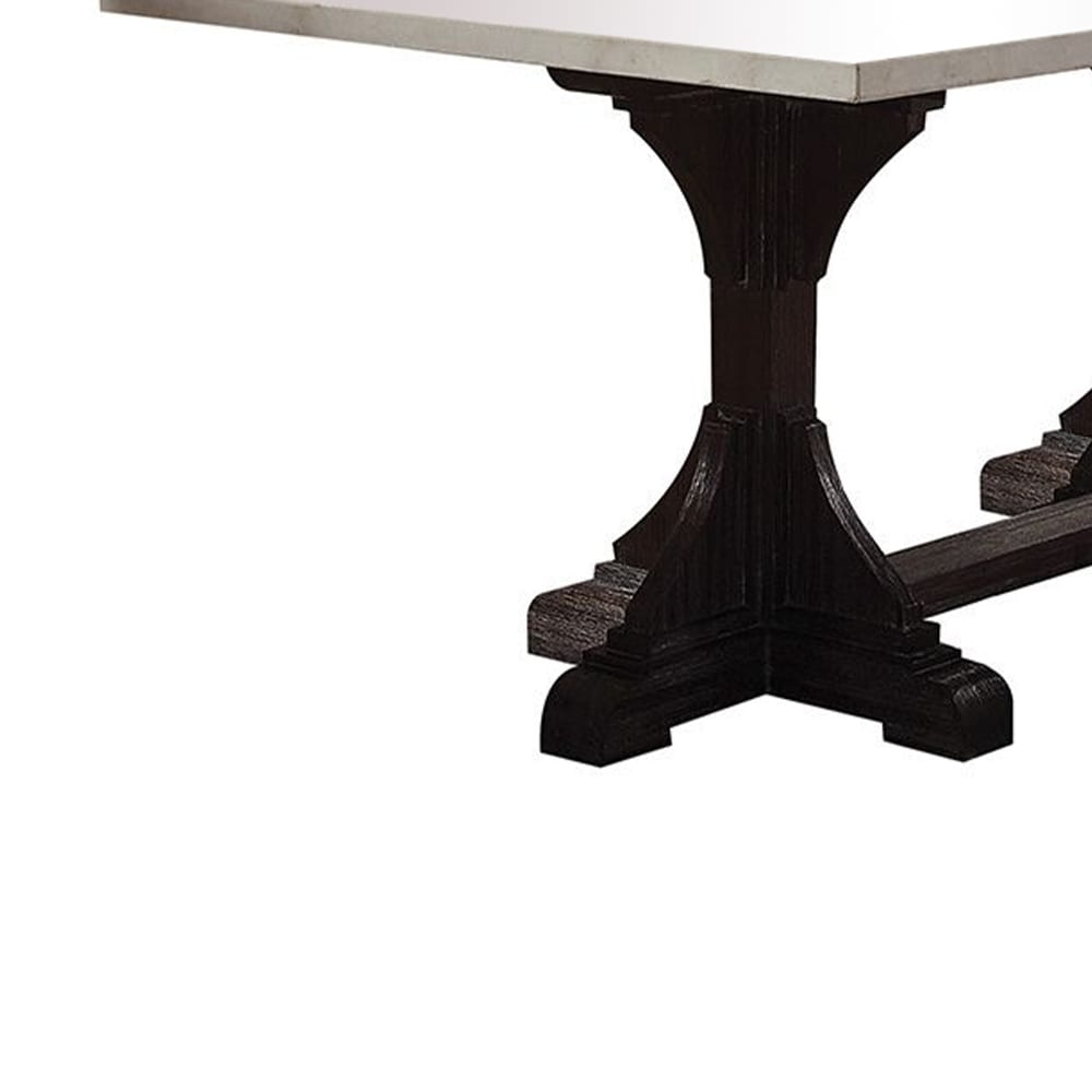 Acme gerardo dining table 2025 white marble & weathered espresso