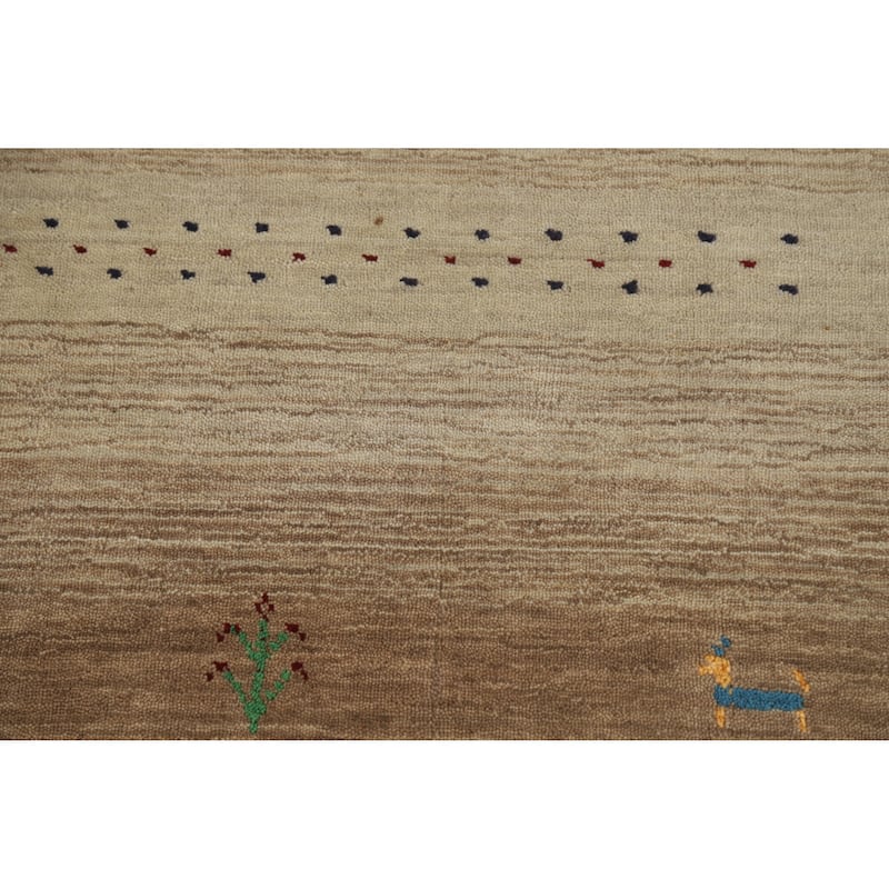 Hand Knotted Oriental 100% Wool Carpet Tribal Stripe Multi-Colored Gabbeh Area Rug - 7' 10'' X 5' 8''