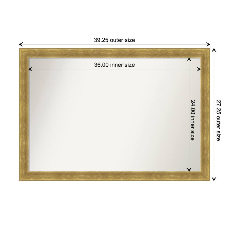 Angled Non-Beveled Wood Framed Bathroom Vanity Wall Mirror - Angled Gold - Glass Size 36x24